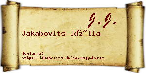 Jakabovits Júlia névjegykártya